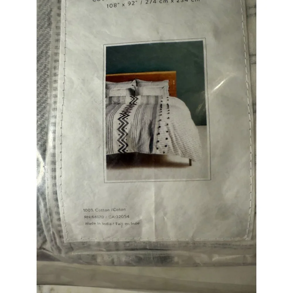 Anthropologie Embelished Pendana California King Duvet Black White NWT $298